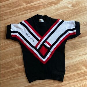 Vintage Shortsleeve Cheerleader Sweater Trojans sz 32 Made in USA! R/W/Blk